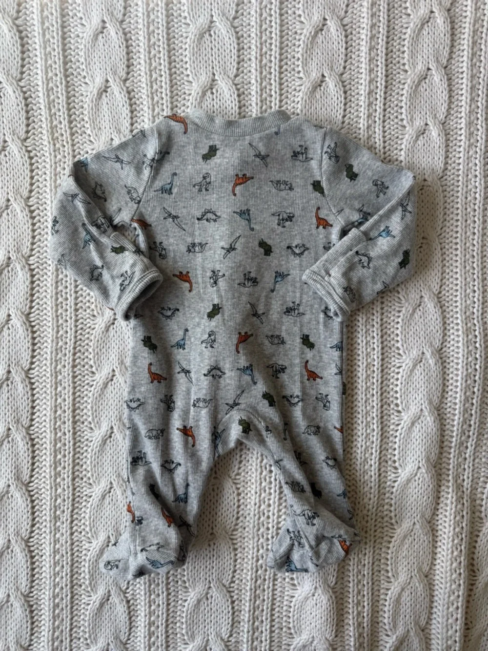 Carter's Gray Footed One-Piece with Dino Print Newborn